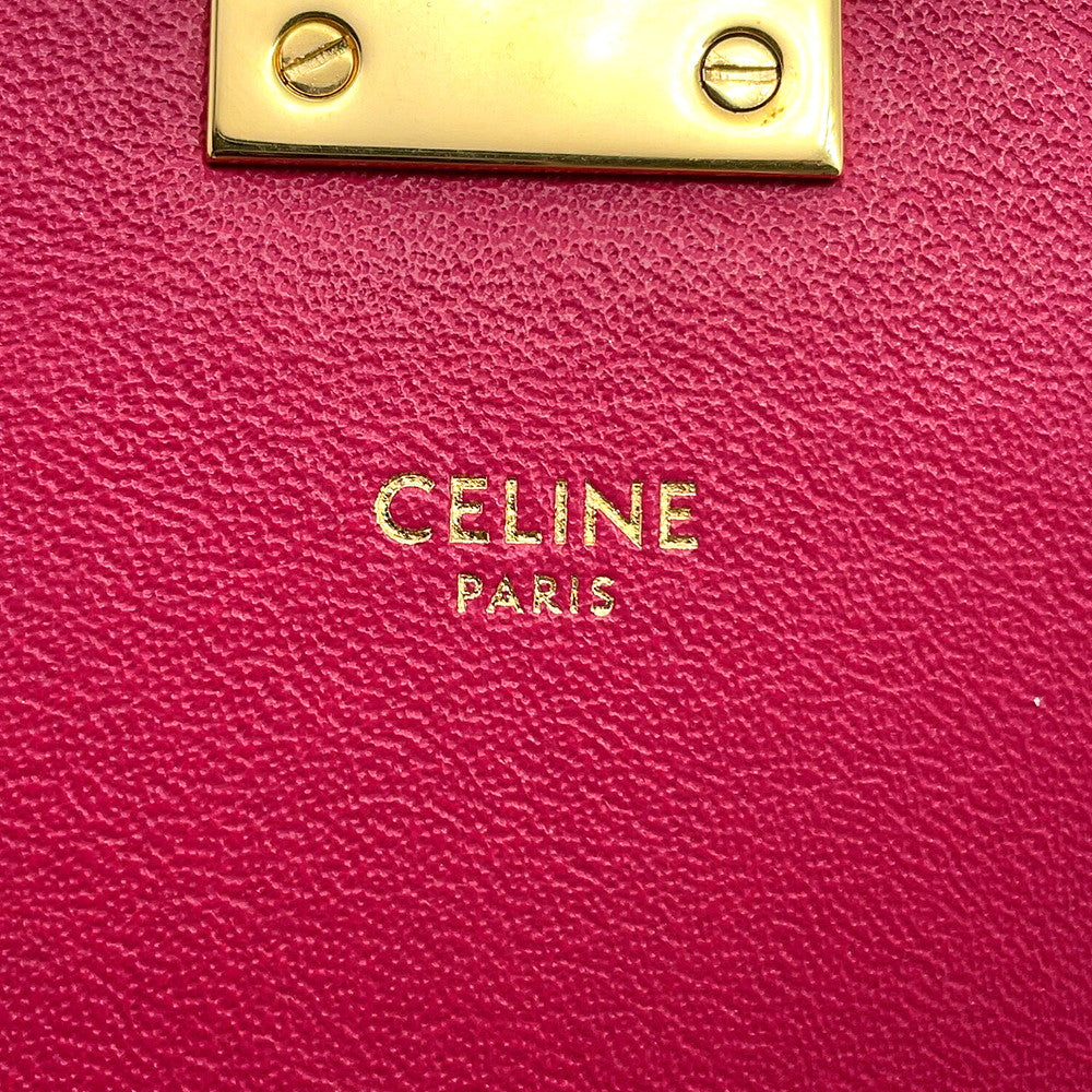 CELINE C Chain Shoulder Bag Pink188403 Leather Size Small