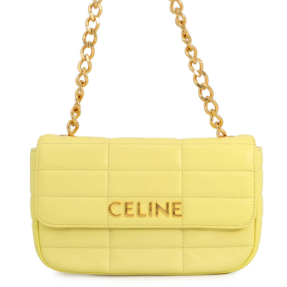 CELINE Mono Chrome Chain Shoulder Bag Yellow111273EPZ Leather