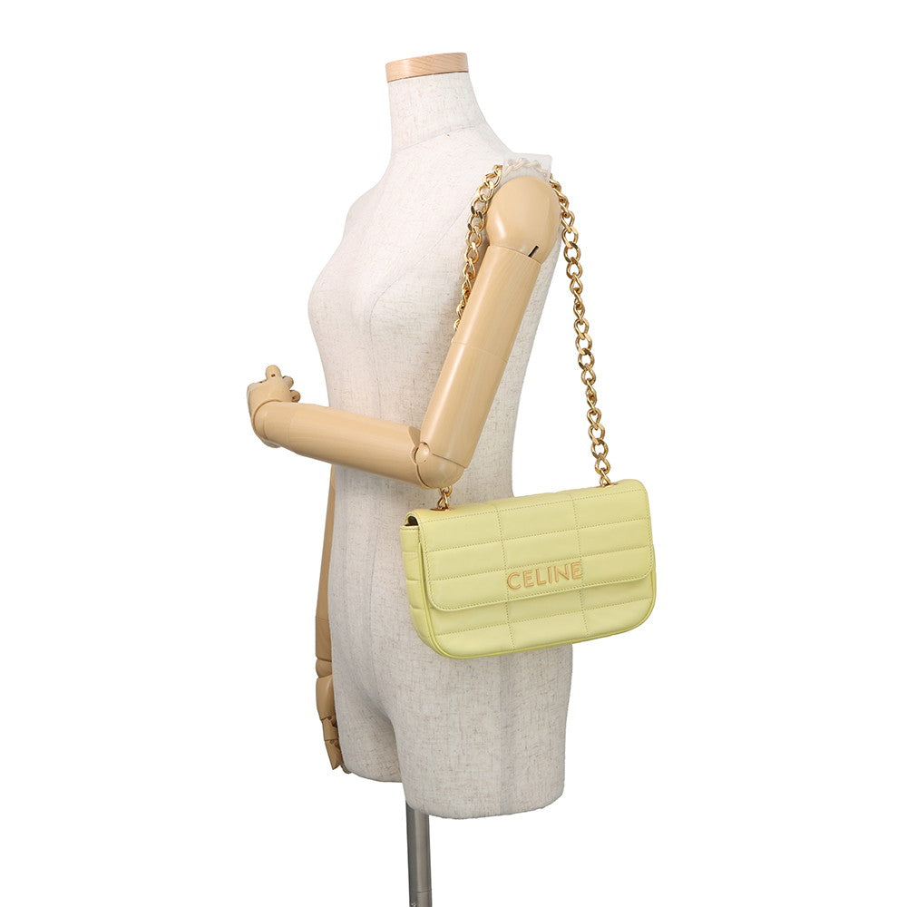 CELINE Mono Chrome Chain Shoulder Bag Yellow111273EPZ Leather