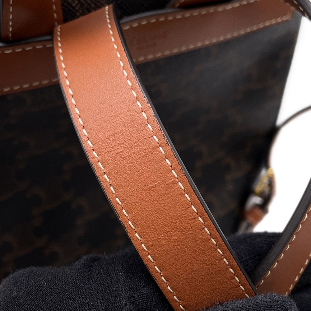 CELINE Triomphe Bonnie Backpack Tan PVC Leather
