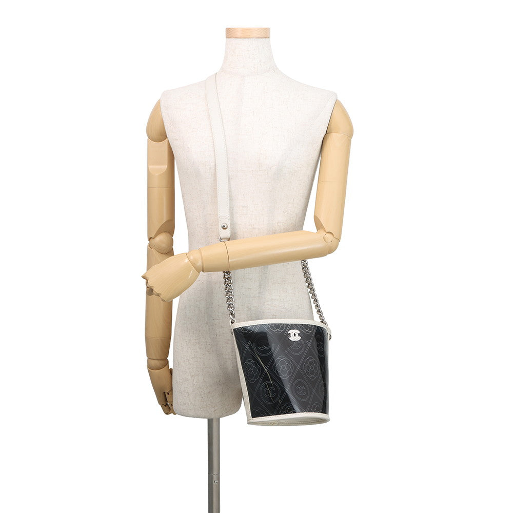 CHANEL Camellia CC Logo ChainShoulder Black/WhiteA57636 Plastics Leather
