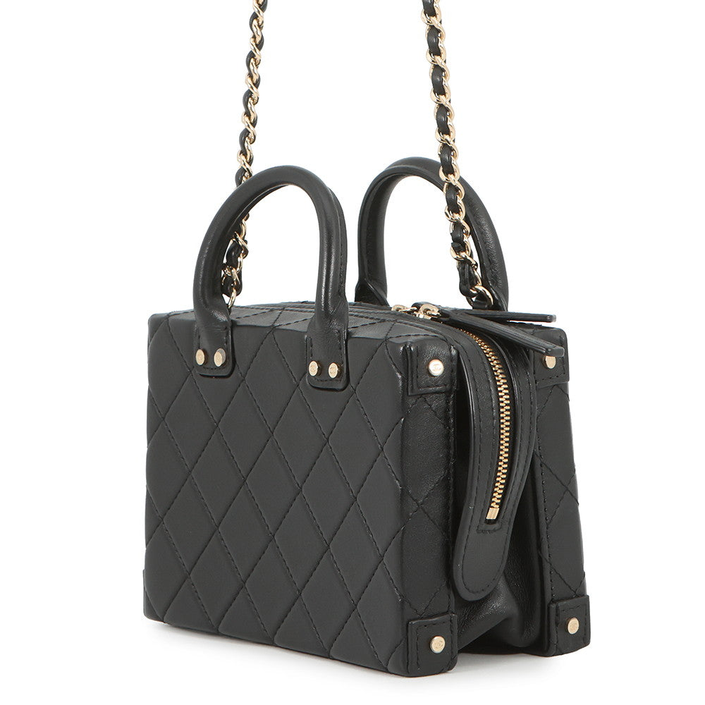 CHANEL Matelasse Trunk Vanity Chain Shoulder BlackAS3344 Leather
