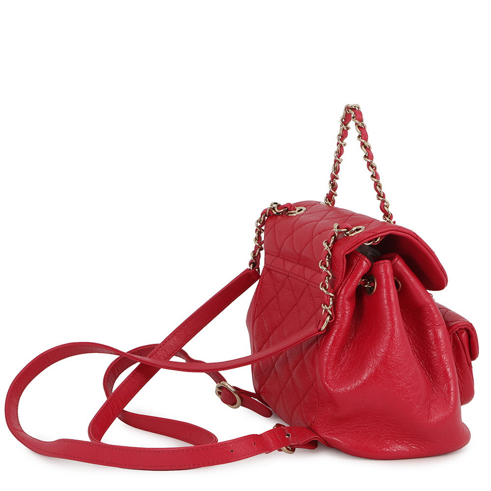 CHANEL Matelasse ChainBackpack RedAS2908 Leather