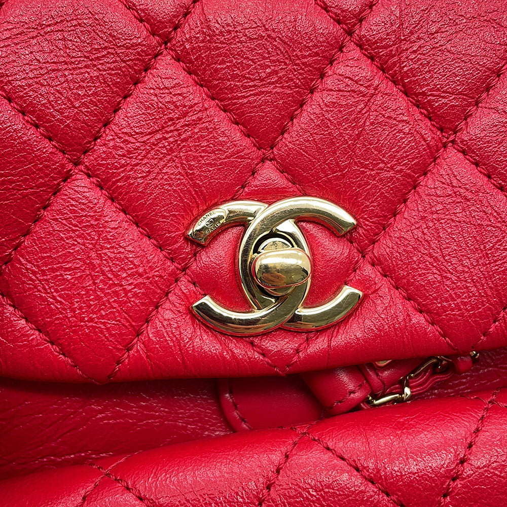 CHANEL Matelasse ChainBackpack RedAS2908 Leather