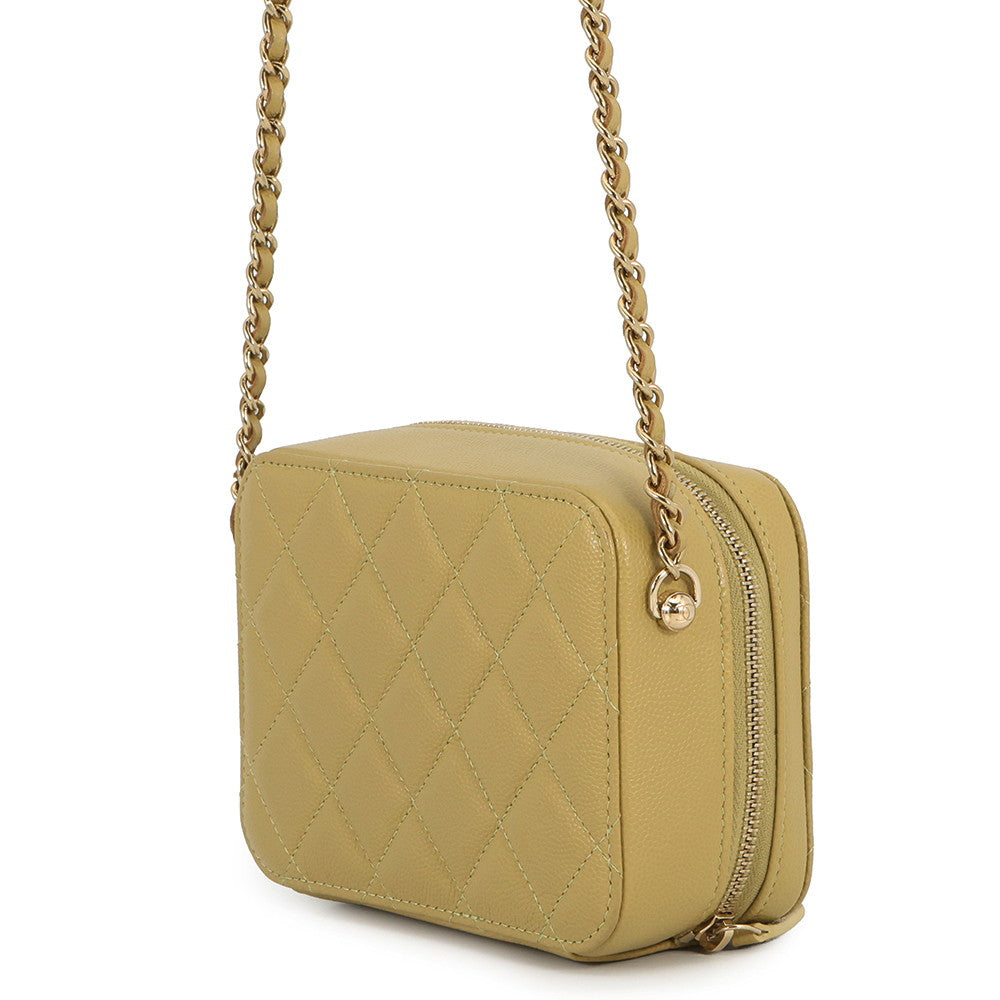CHANEL ChainShoulder Mini Camera Bag Olive GreenAP2426 Caviar Leather
