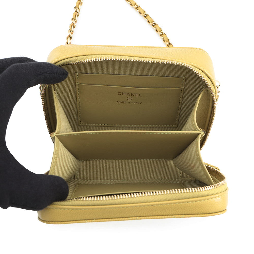 CHANEL ChainShoulder Mini Camera Bag Olive GreenAP2426 Caviar Leather