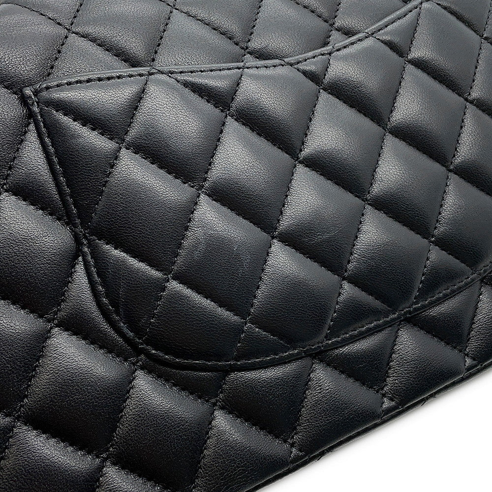CHANEL Matelasse Double Flap Egyptian Bag Charm Chain Shoulder Bag BlackA01112 Lambskin Size 25