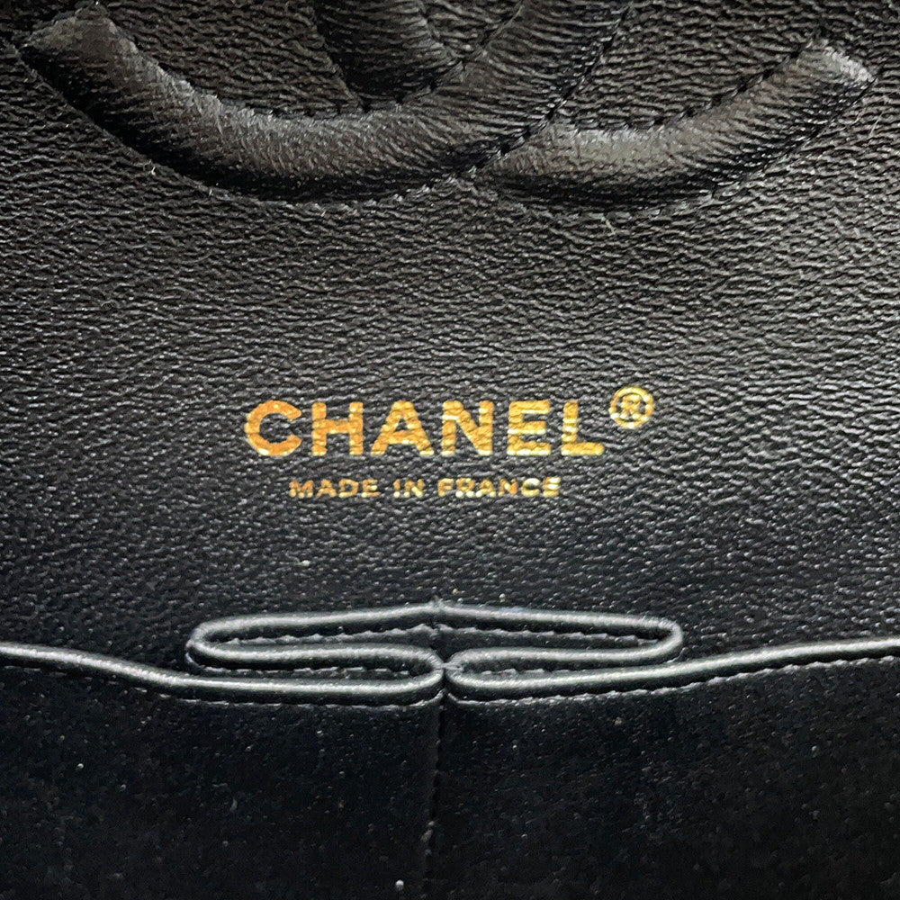 CHANEL Matelasse Double Flap Egyptian Bag Charm Chain Shoulder Bag BlackA01112 Lambskin Size 25