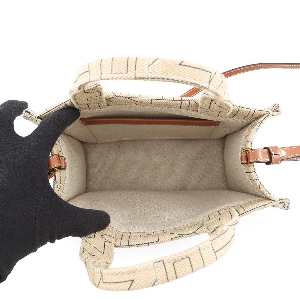 CELINE Triomphe Cabas Tice 2WAYBag Natural/Tan199162 Canvas Leather Size Small