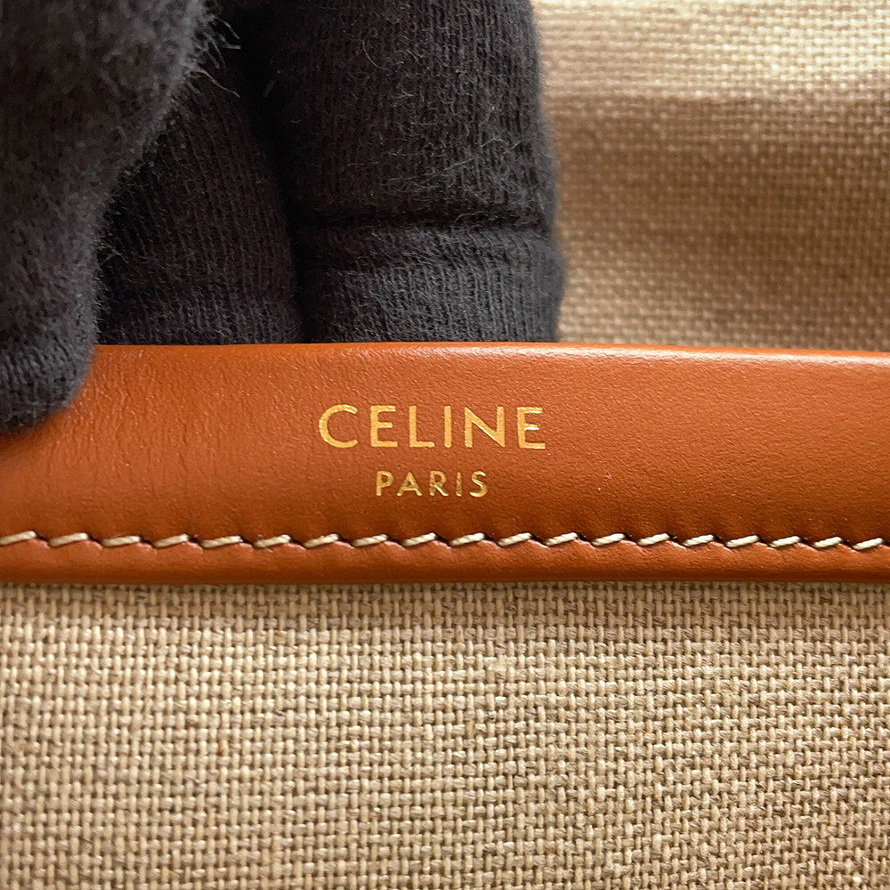 CELINE Triomphe Cabas Tice 2WAYBag Natural/Tan199162 Canvas Leather Size Small