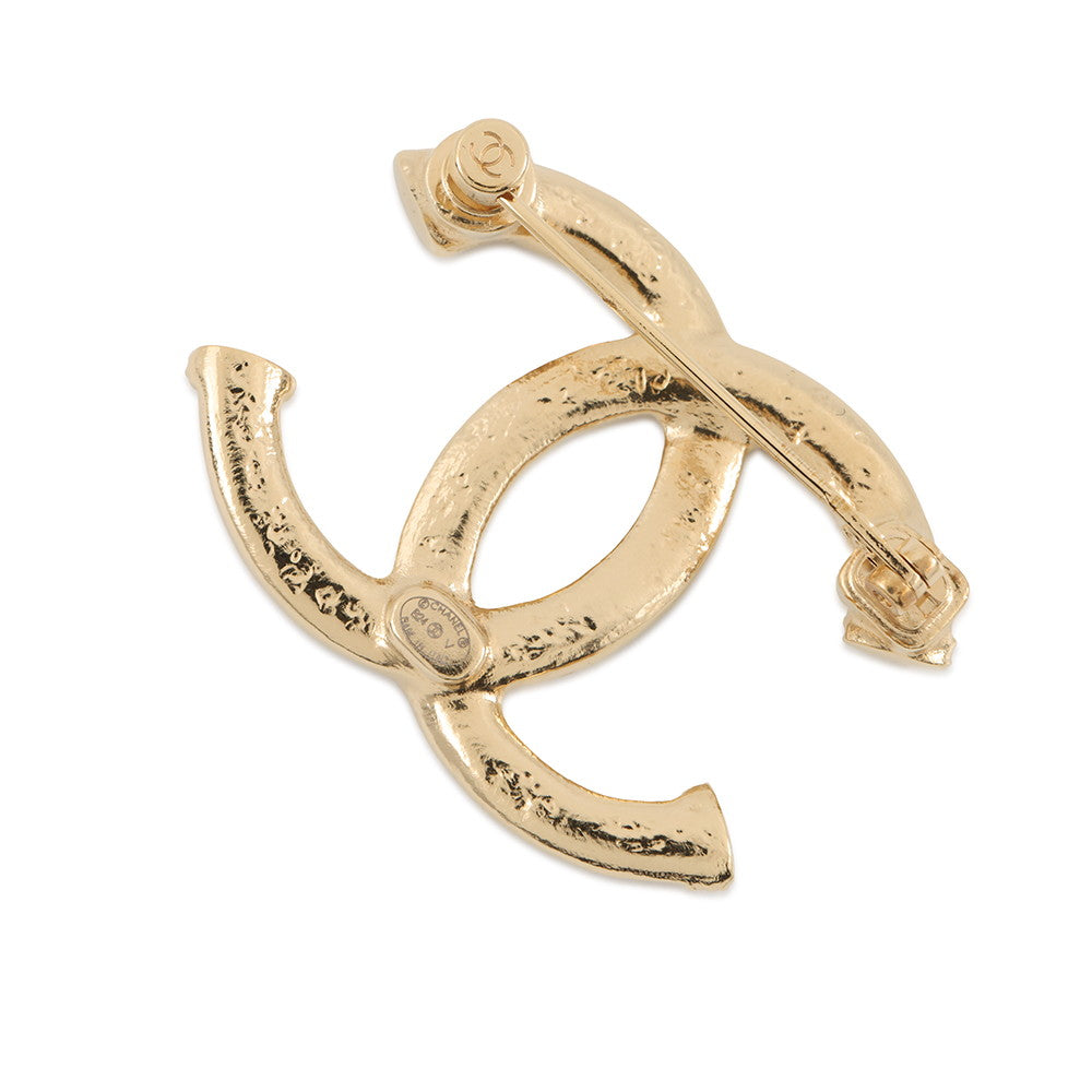 CHANEL CC Logo Tweed-style BroochABB103-B13473-NP955 Gold Plated