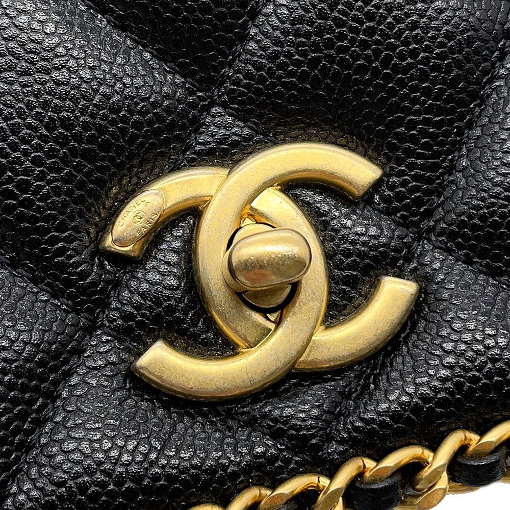 CHANEL Mini Matelasse ChainShoulder Bag BlackAS3467 Caviar Leather