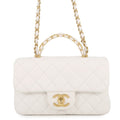 CHANEL Matelasse Top Handle ChainShoulder Bag WhiteAS5702-B21431-10601 Caviar Leather Size Small