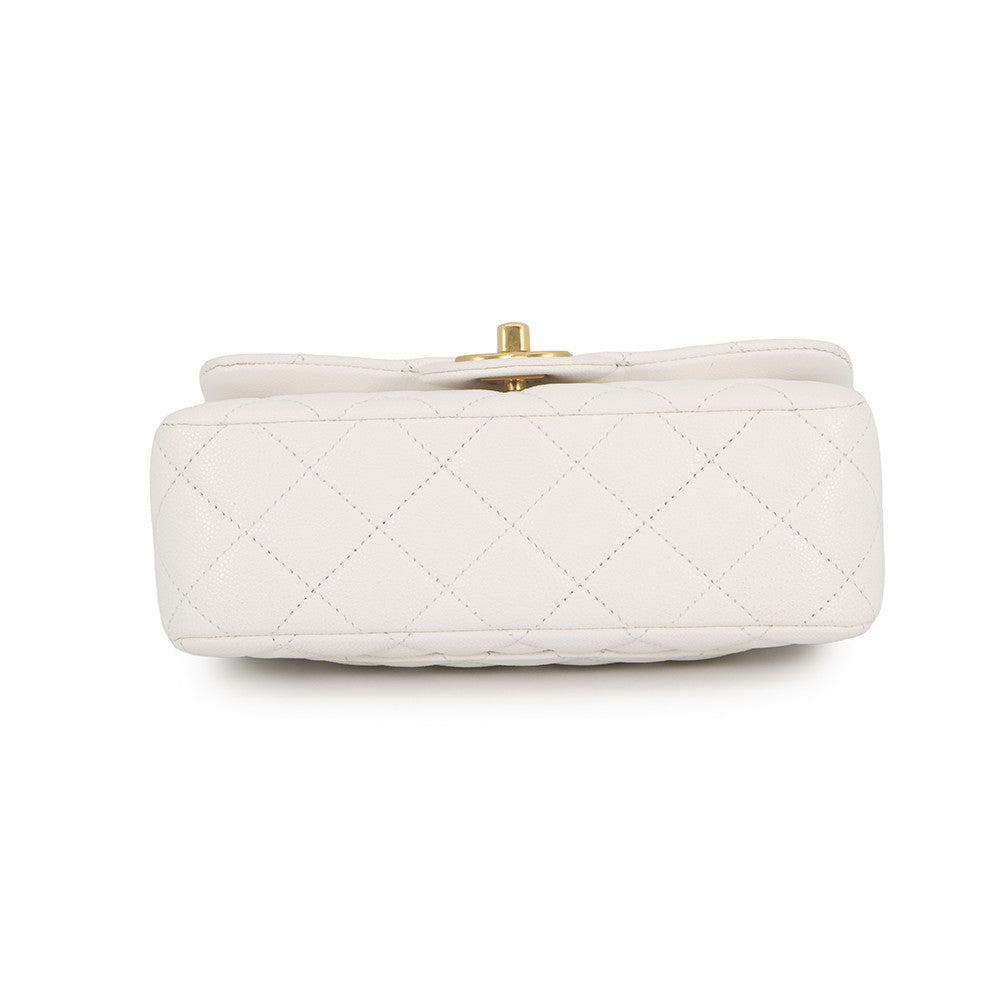 CHANEL Matelasse Top Handle ChainShoulder Bag WhiteAS5702-B21431-10601 Caviar Leather Size Small