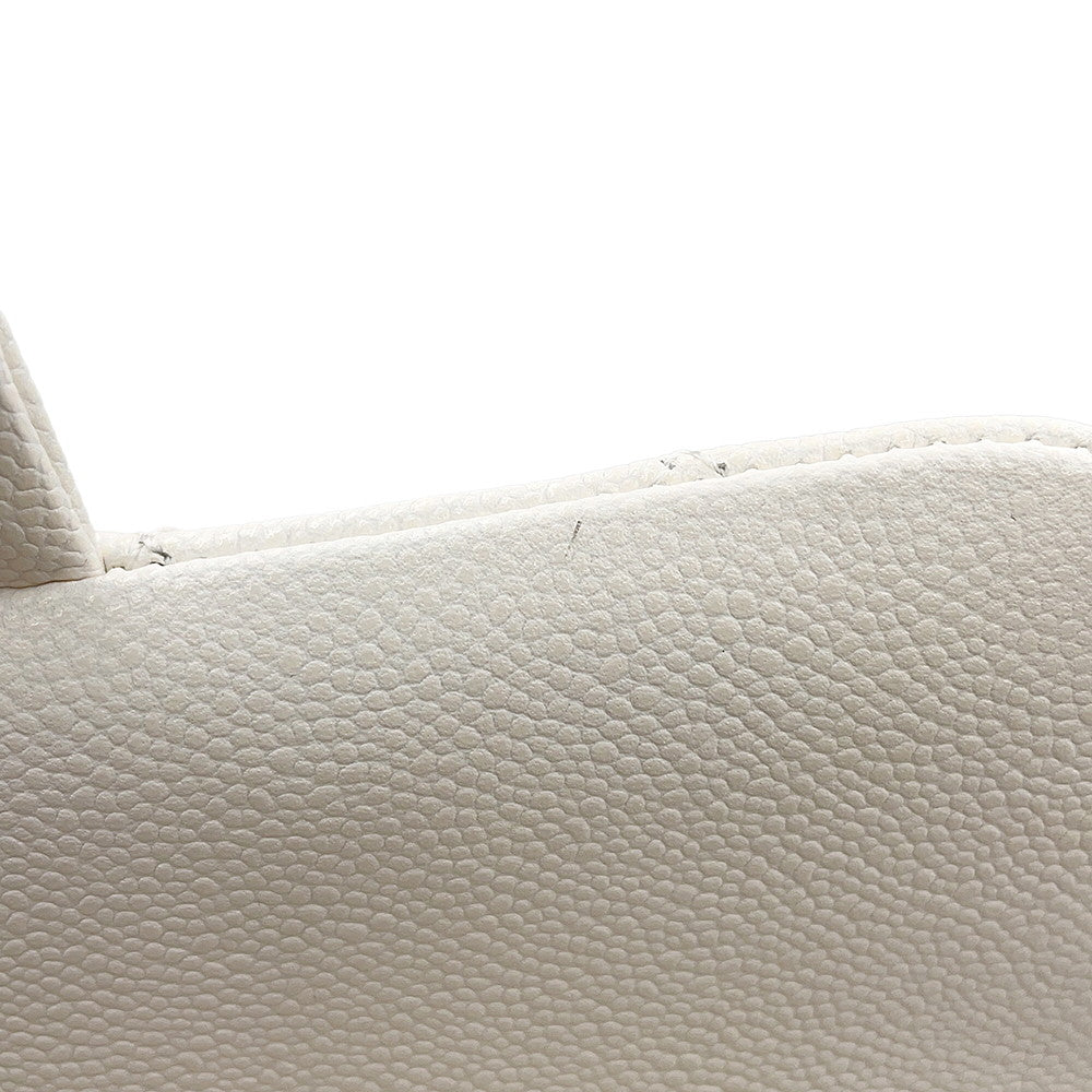 CHANEL Matelasse Top Handle ChainShoulder Bag WhiteAS5702-B21431-10601 Caviar Leather Size Small