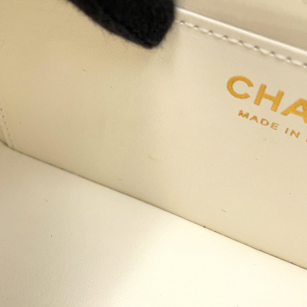 CHANEL Matelasse Top Handle ChainShoulder Bag WhiteAS5702-B21431-10601 Caviar Leather Size Small