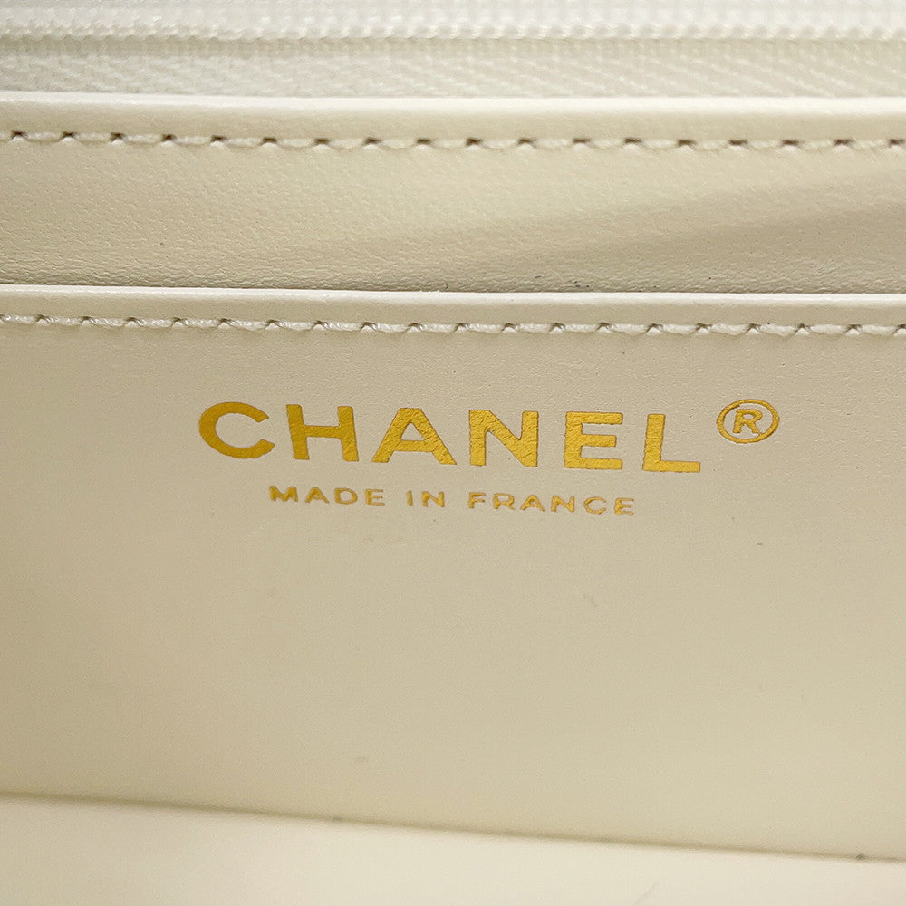 CHANEL Matelasse Top Handle ChainShoulder Bag WhiteAS5702-B21431-10601 Caviar Leather Size Small