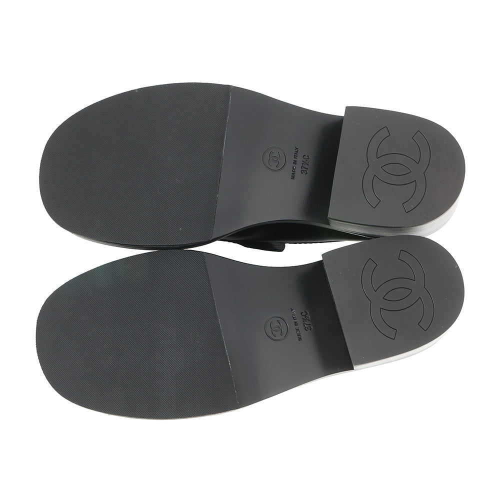 CHANEL CC logo loafersG39602 Leather Size 37 1/2