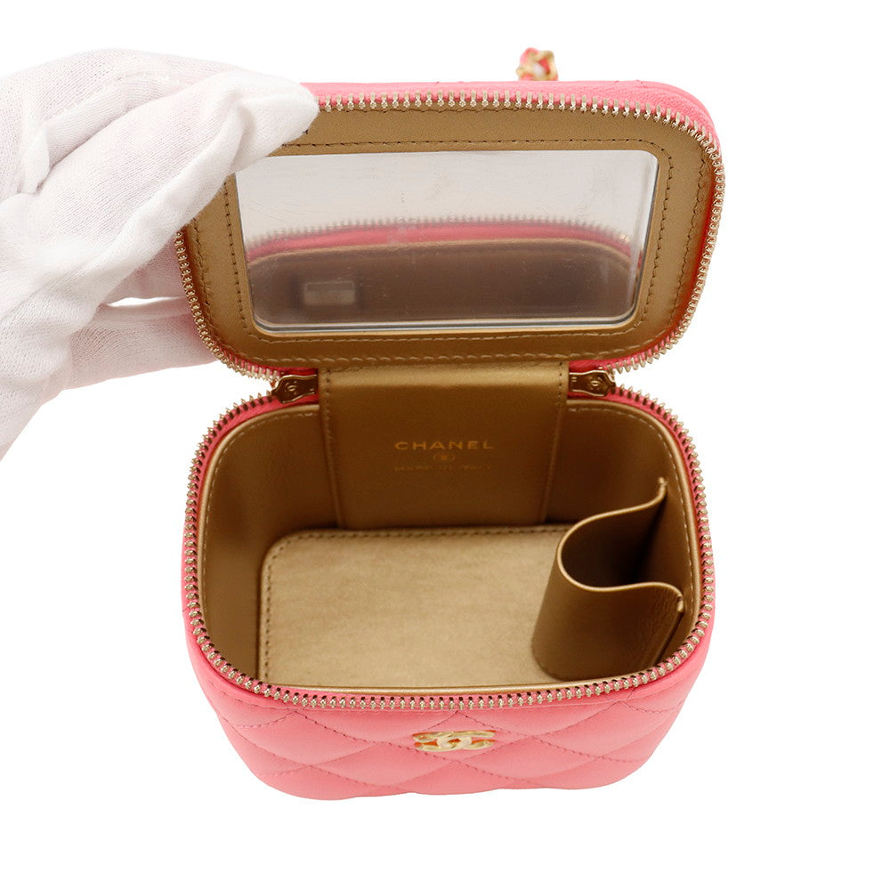 CHANEL Matelasse Small Vanity Bag PinkAP1447 Lambskin