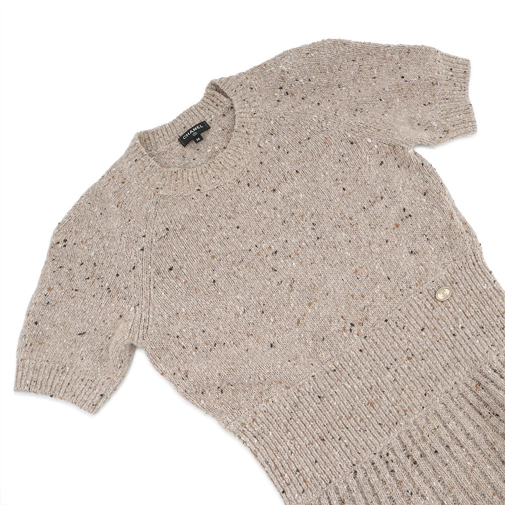 CHANEL Knit design dress Size 36 BeigeP55443 Cashmere100%