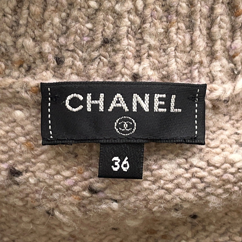 CHANEL Knit design dress Size 36 BeigeP55443 Cashmere100%
