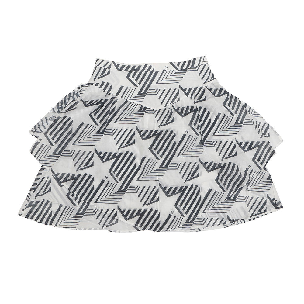 CHANEL Skirt Size 38 White/BlackP74305-V65948-MB103 Cotton100%