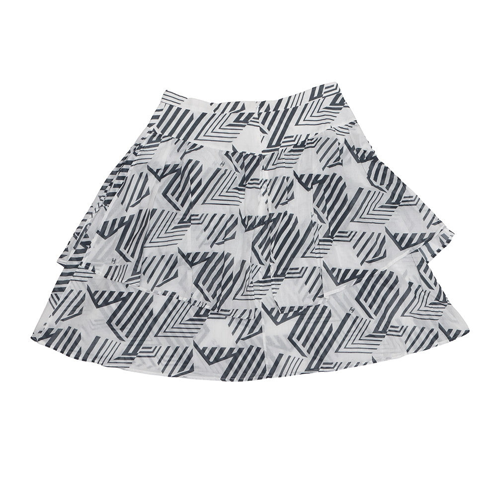 CHANEL Skirt Size 38 White/BlackP74305-V65948-MB103 Cotton100%