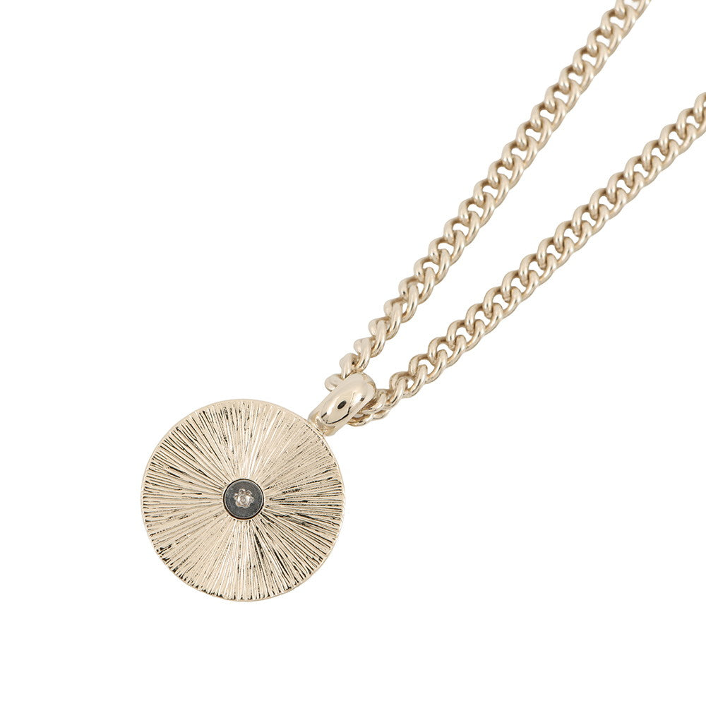CHANEL CC Logo Coin NecklaceABG026 Gold Plated Rhinestone
