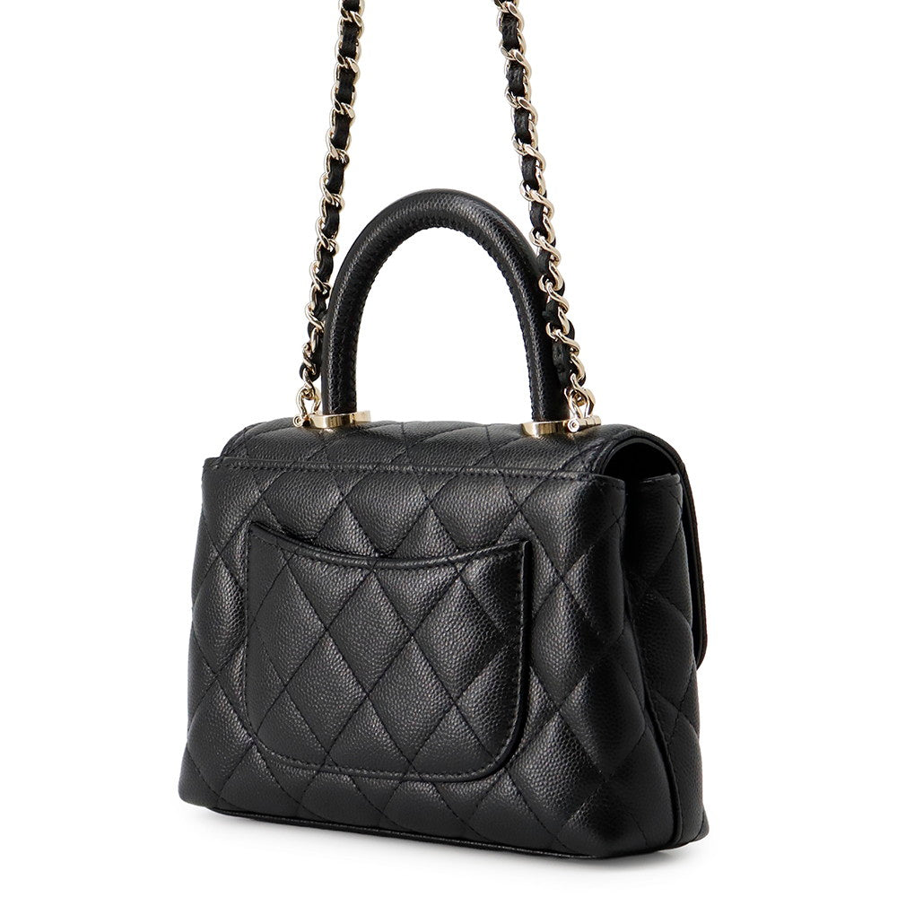 CHANEL Matelasse Coco Handle Chain Shoulder Bag BlackAP4244 Caviar Leather Size Mini mini