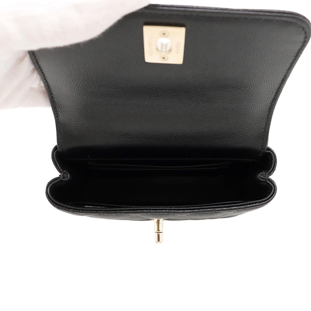 CHANEL Matelasse Coco Handle Chain Shoulder Bag BlackAP4244 Caviar Leather Size Mini mini