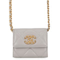 CHANEL CHANEL 19 Flap Compact Chain Shoulder Wallet GrayAP1787 Lambskin