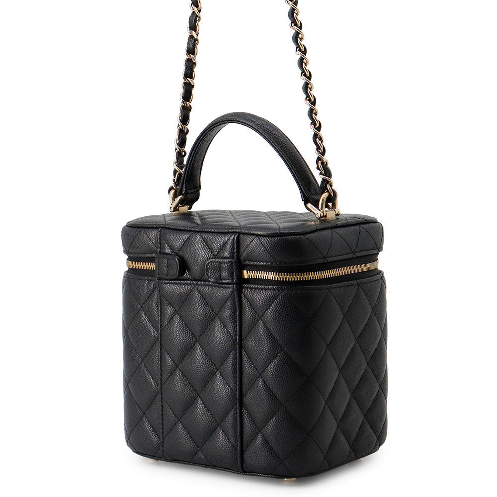 CHANEL Matelasse Vanity Chain Shoulder Bag BlackAS2362 Caviar Leather