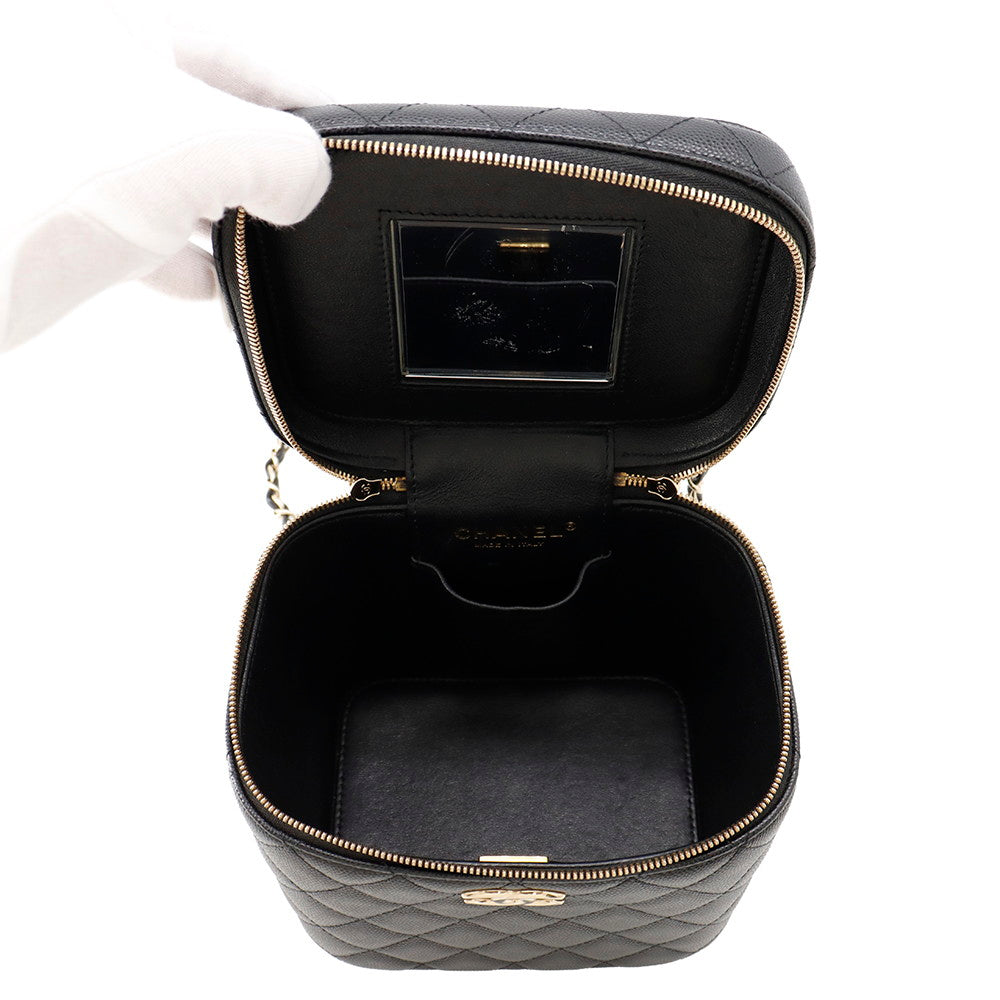 CHANEL Matelasse Vanity Chain Shoulder Bag BlackAS2362 Caviar Leather