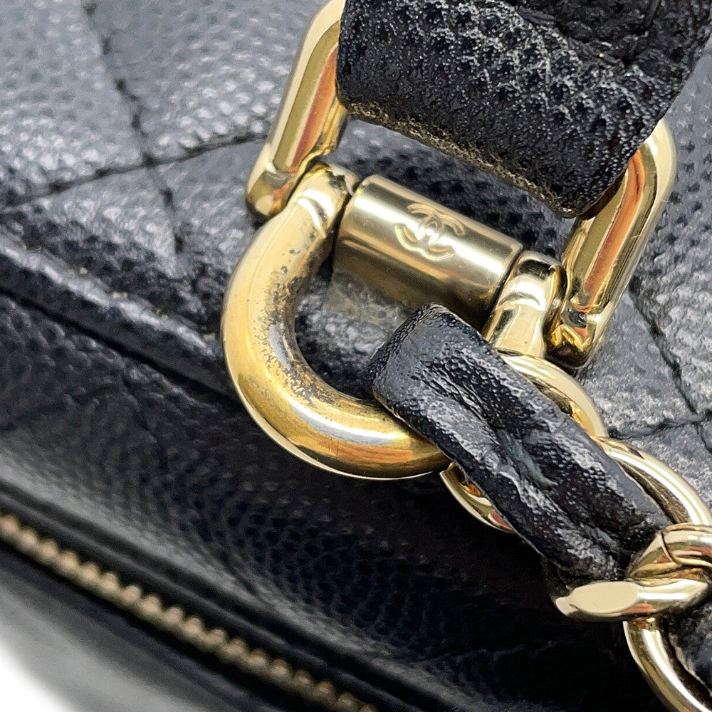 CHANEL Matelasse Vanity Chain Shoulder Bag BlackAS2362 Caviar Leather