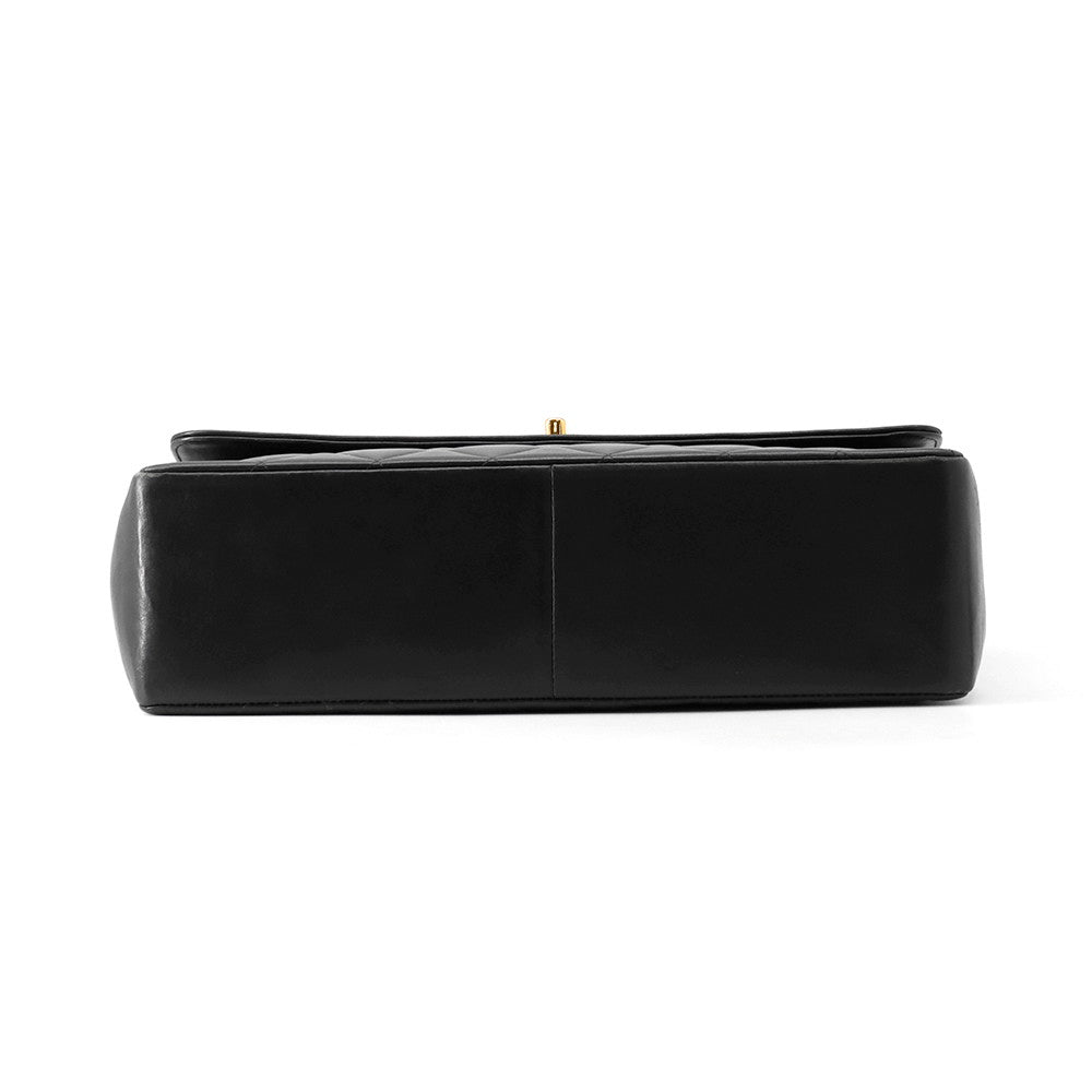 CHANEL Jumbo Matelasse Large CC Logo Chain Shoulder Black Leather