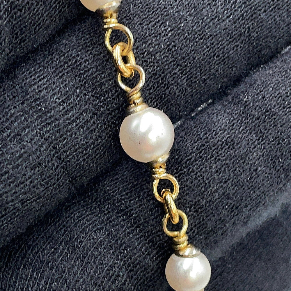 CHANEL CC Logo NecklaceABE732-B18632-NAAOL Gold Plated Rhinestone Faux Pearl Calf Leather