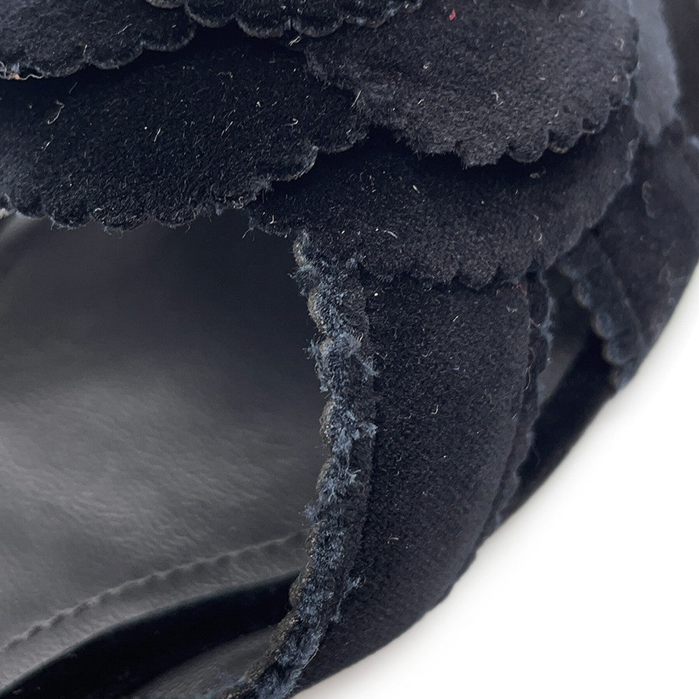 CHANEL Camellia Pointed Toe Sandals BlackG45928 Velvet Size 39C