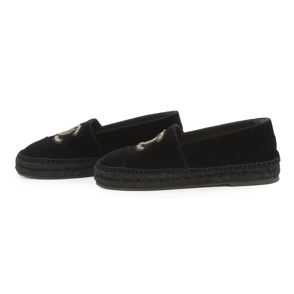 CHANEL CHANEL CC Logo Espadrilles BlackG45849 Velvet Raffia Size 39C