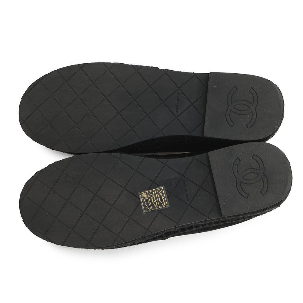 CHANEL CHANEL CC Logo Espadrilles BlackG45849 Velvet Raffia Size 39C