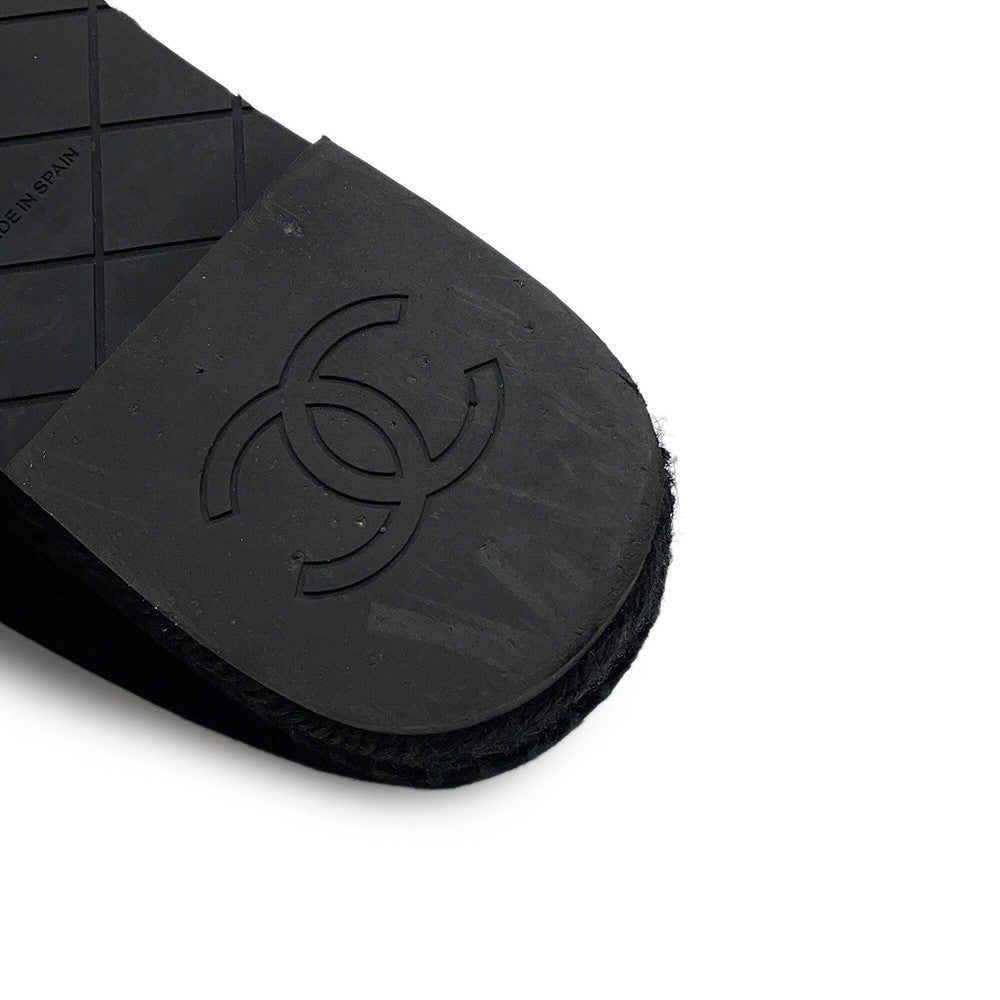 CHANEL CHANEL CC Logo Espadrilles BlackG45849 Velvet Raffia Size 39C