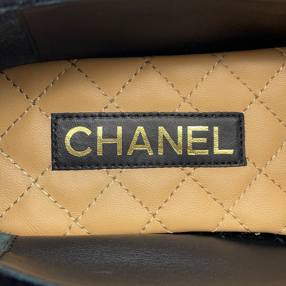 CHANEL CHANEL CC Logo Espadrilles BlackG45849 Velvet Raffia Size 39C