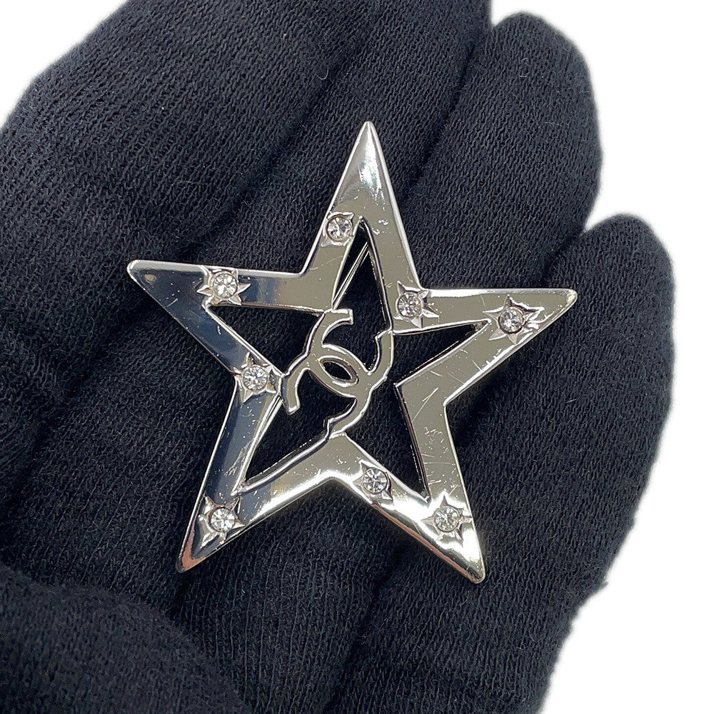 CHANEL Brooch Star Rhinestone Metal Rhinestone