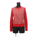 CHANEL CC Logo Check Knit Size 34 RedP77377 K11231 NZI40 Cashmere97% Polyamide2% Elastine1%