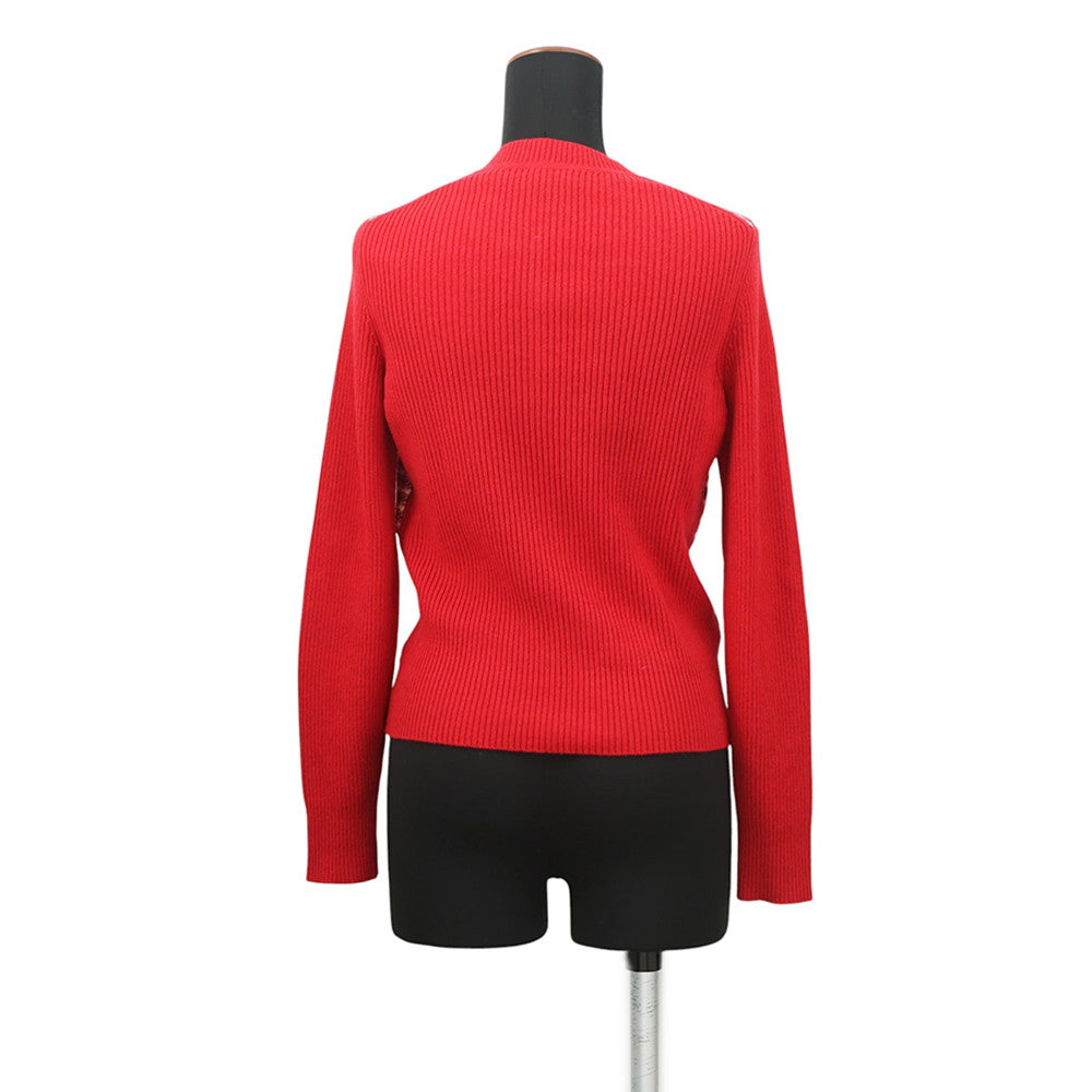 CHANEL CC Logo Check Knit Size 34 RedP77377 K11231 NZI40 Cashmere97% Polyamide2% Elastine1%