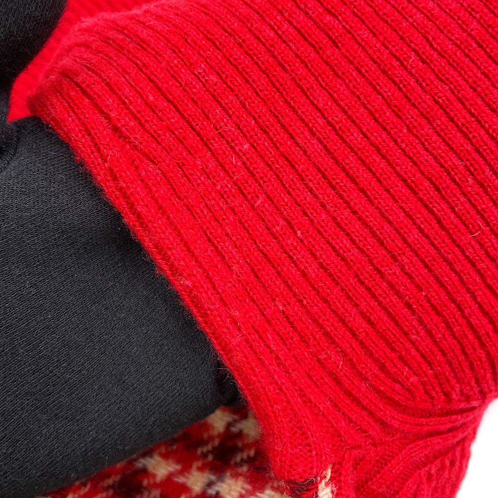 CHANEL CC Logo Check Knit Size 34 RedP77377 K11231 NZI40 Cashmere97% Polyamide2% Elastine1%