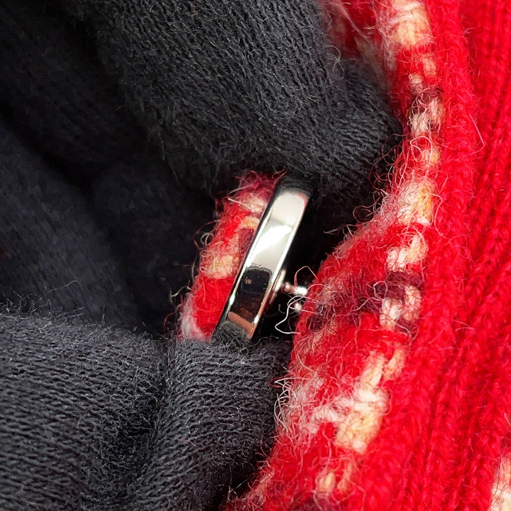 CHANEL CC Logo Check Knit Size 34 RedP77377 K11231 NZI40 Cashmere97% Polyamide2% Elastine1%
