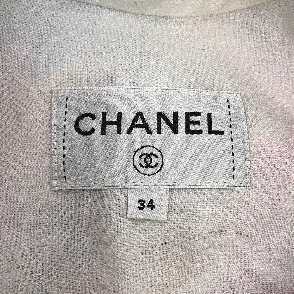 CHANEL 24P Blooming Raffia Patchwork Jacket Size 34 White/MulticolorP76667-V68570-NU931 Cotton82% Polyester18%