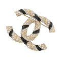 CHANEL CC Logo BroochAB5776 Gold Plated Rhinestone Faux Pearl
