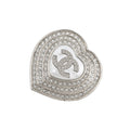 CHANEL CC Logo Heart Brooch Metal Rhinestone