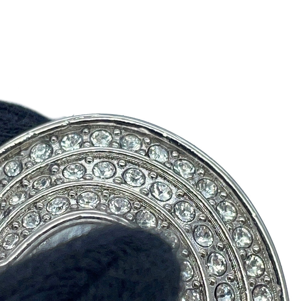 CHANEL CC Logo Heart Brooch Metal Rhinestone